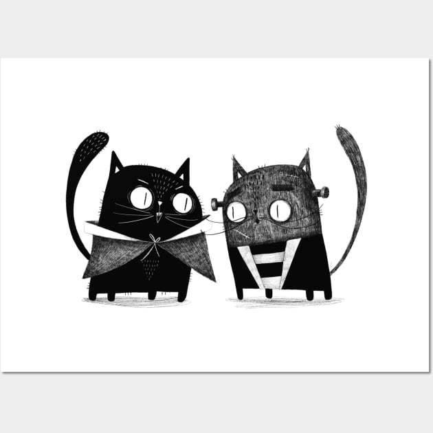 Cat Dracula and Frankencat Wall Art by Gummy Illustrations